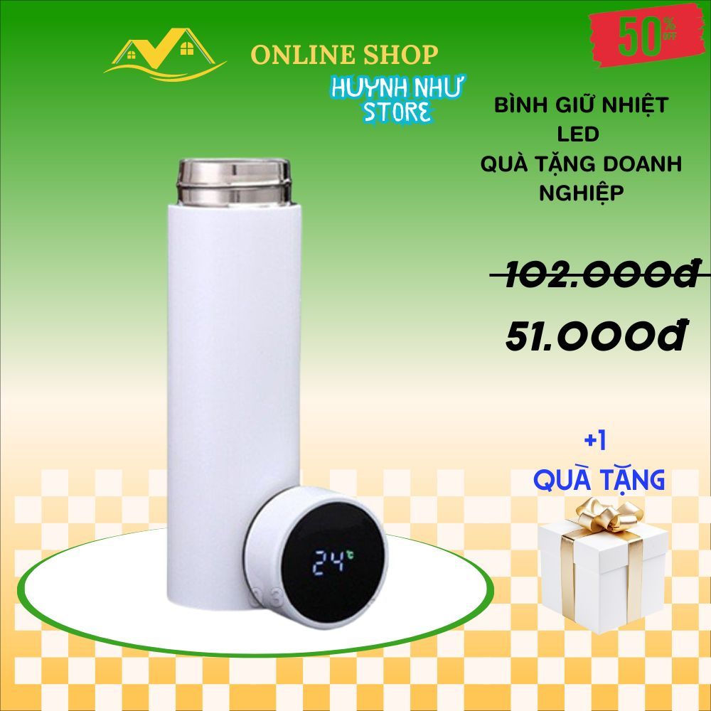Bình giữ nhiệt mini 500ml Hiển thị nhiệt độ cho bé, chất liệu inox 304 kèm lưới lọc trà.