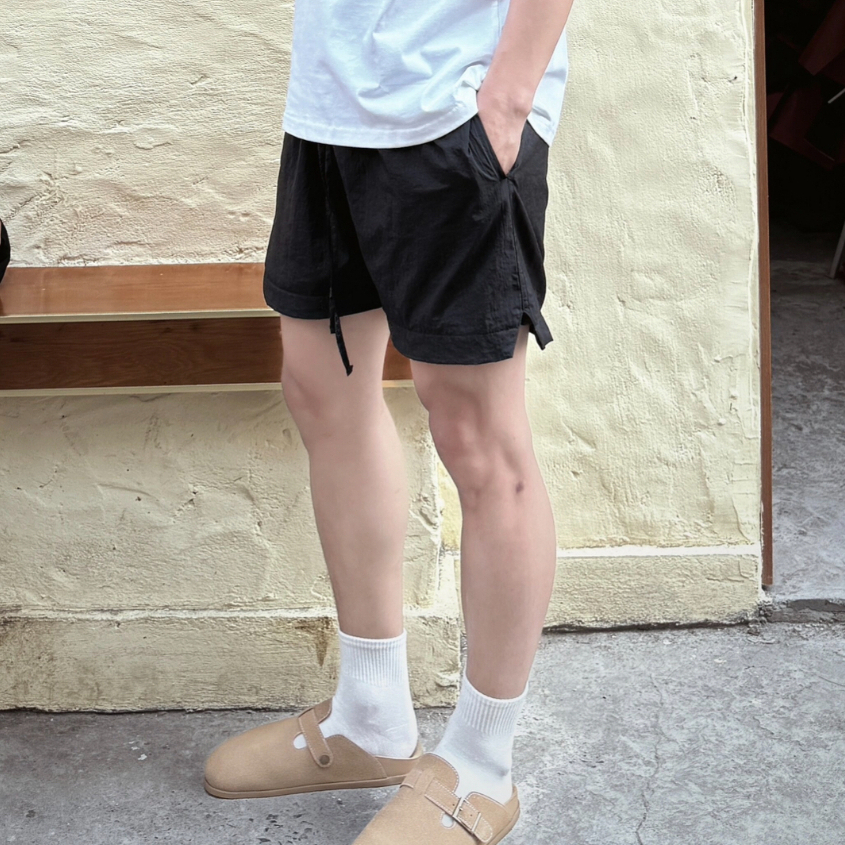 Quần Short Dù 2 lớp unisex MENSHOP. (TRẮNG/ĐEN) basic