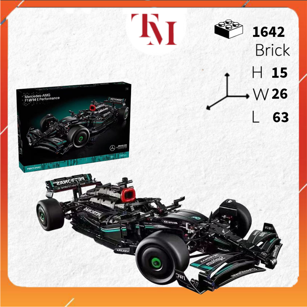 Technic Mercedes AMG F1 Tỉ lệ 1:8 1642 pcs Mô Hình Lắp ghép Lắp Ráp siêu xe Động Cơ Điện