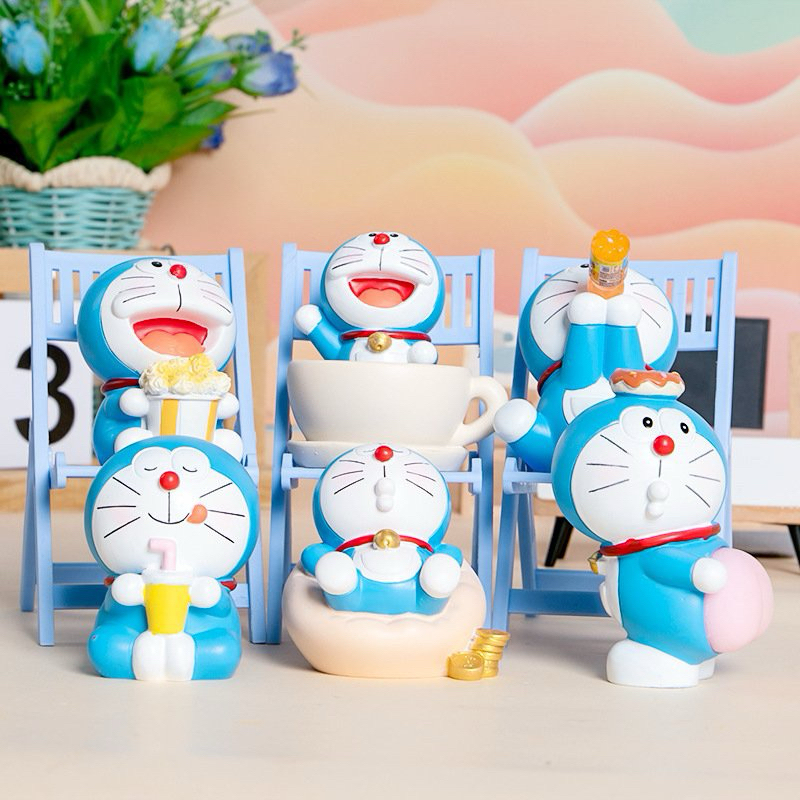 set 5 Tượng thạch cao doremon ngau nhien