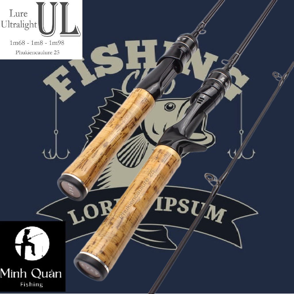 Cần Câu Lure Tay Gỗ, Chất Liệu Carbon, Độ Cứng UL, Ngọn Đặc