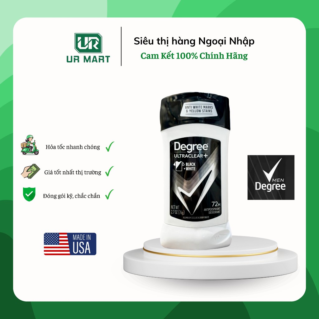 ( NHẬP KHẨU MỸ) LĂN KHỬ MÙI NAM DEGREE MEN MOTIONSENSE ULTRA CLEAR BLACK WHITE 76G