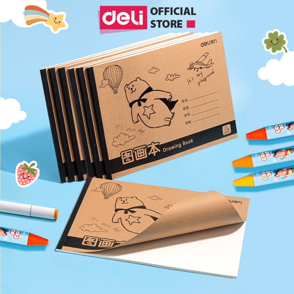 Vở Vẽ Học Sinh Tập Tô Màu Cho Bé A4/B5 Deli - Sổ Tô Màu Sổ Vẽ học sinh Giấy Dày Mịn Hạn Chế Lem Màu Chất Liệu An Toàn