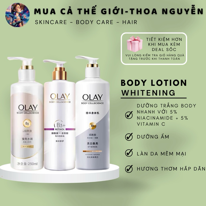 Dưỡng thể Olay B3 Retinol / Olay Whitening dưỡng trắng da