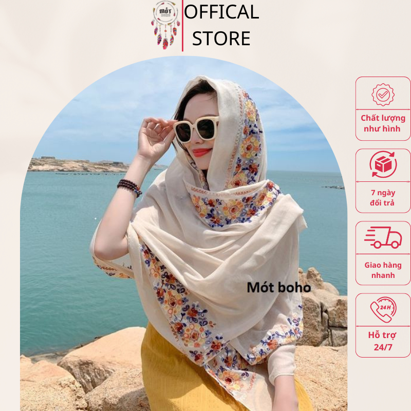 Khăn hoạ tiết boho đi biển