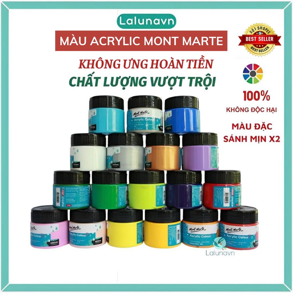 Màu acrylic 3D Mont Marte cao cấp của ÚC 100ml,màu nước vẽ giầy,tranh tường Lalunavn - B26