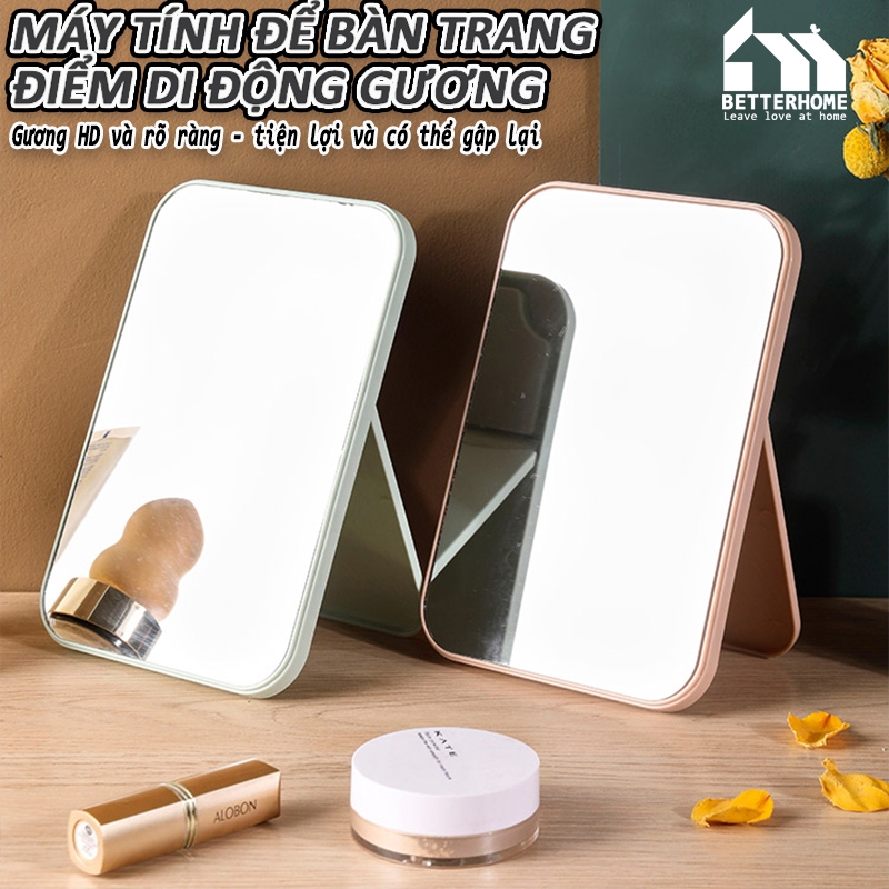 Gương trang điểm để bàn gấp gọn, gương để bàn thiết kế đẹp, gương trang điểm dễ thương