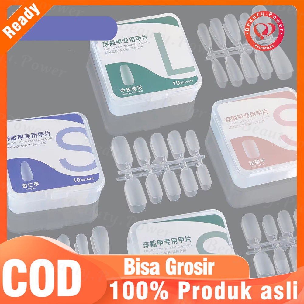 100 Cái / hộp Miếng Dán Móng Tay Giả Giáp Trong Suốt Siêu Mỏng Và Không Dấu Vết Móng Tay Nối Dài DIY Salon Mới