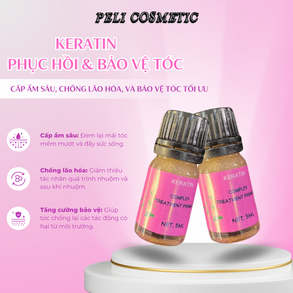 KERATIN phục hồi tóc 5ml ( pha chung với thuốc thuộm tóc giúp bảo vệ và tái tạo cấu trúc tóc )
