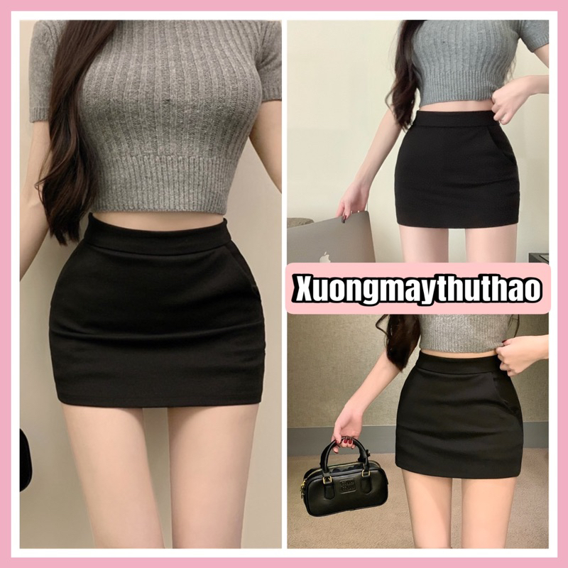 Chân váy ngắn chữ A dáng ôm [ có lót quần ]chất umi co giãn mềm mại tôn dáng Women