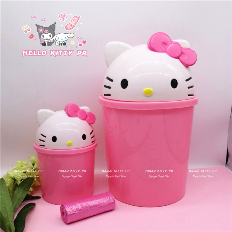 🌸🌸 Thùng rác 3D Hello Kitty, túi rác, nắp thùng rác