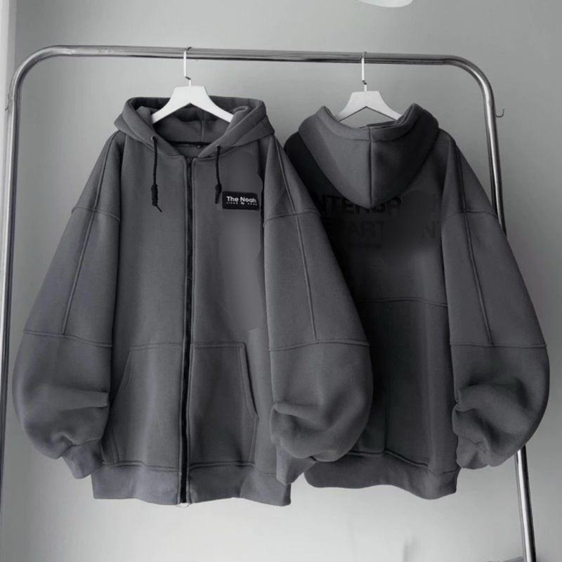 Áo Khoác Hoodie zip Form Rộng Unisex Mũ 2 Lớp , Có Khoá Kéo