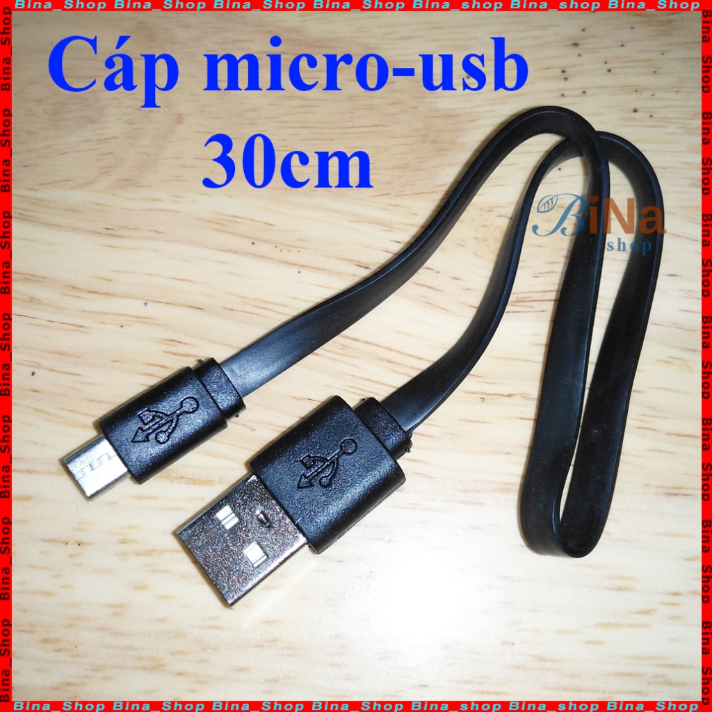Cáp sạc android Micro USB 5V2A dài 30cm (cáp dẹp)