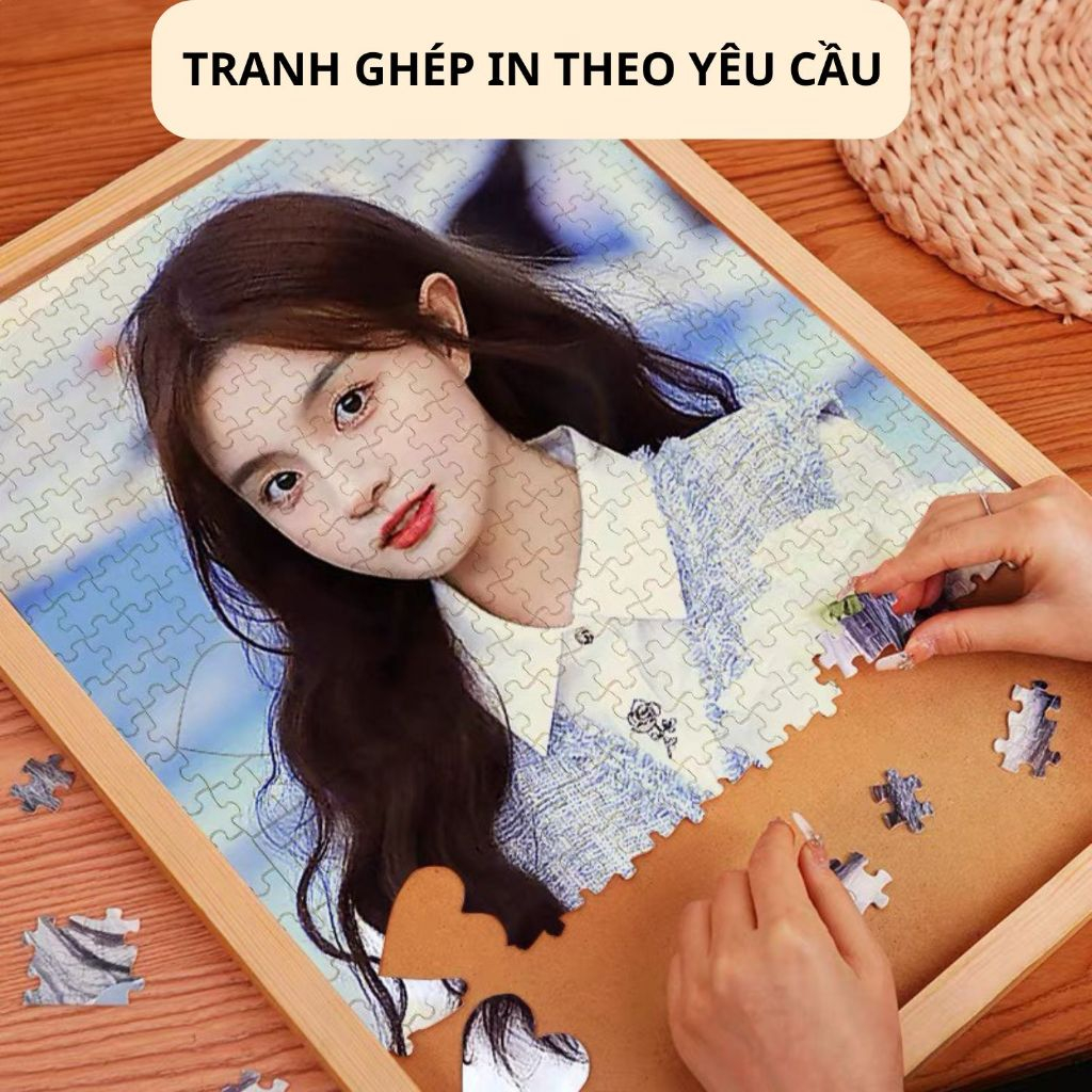 Tranh ghép hình in theo yêu cầu có kèm khung, phù hợp làm quà tặng ý nghĩa khung tranh in hình người yêu