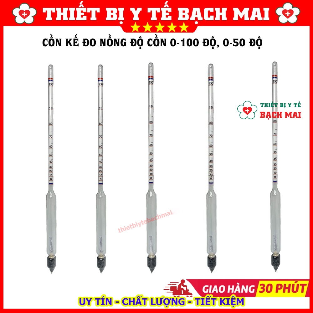Cồn Kế Đo Độ Cồn - Cồn Kế Đo Độ Rượu [0 - 50 độ, 0 - 100 Độ]