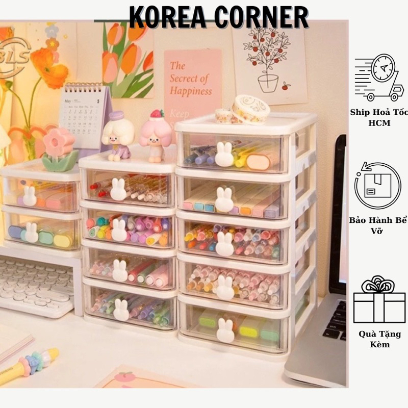 [Hỏa Tốc] TỦ NHỰA DECOR ĐỂ BÀN CÓ NGĂN KÉO HÌNH THỎ XINH XẮN