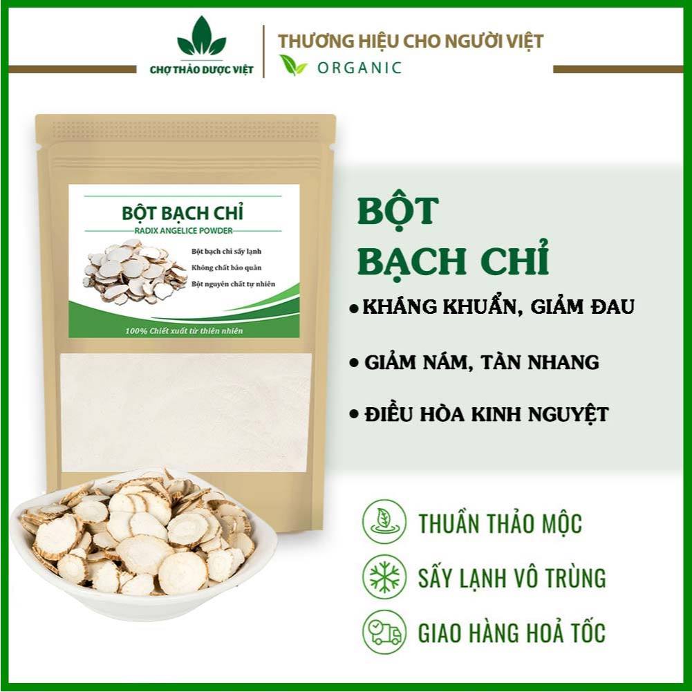 Bột bạch chỉ nguyên chất 100g, bột đắp mặt nạ dưỡng trắng da, giảm mụn, mờ thâm nám, chống lão hóa