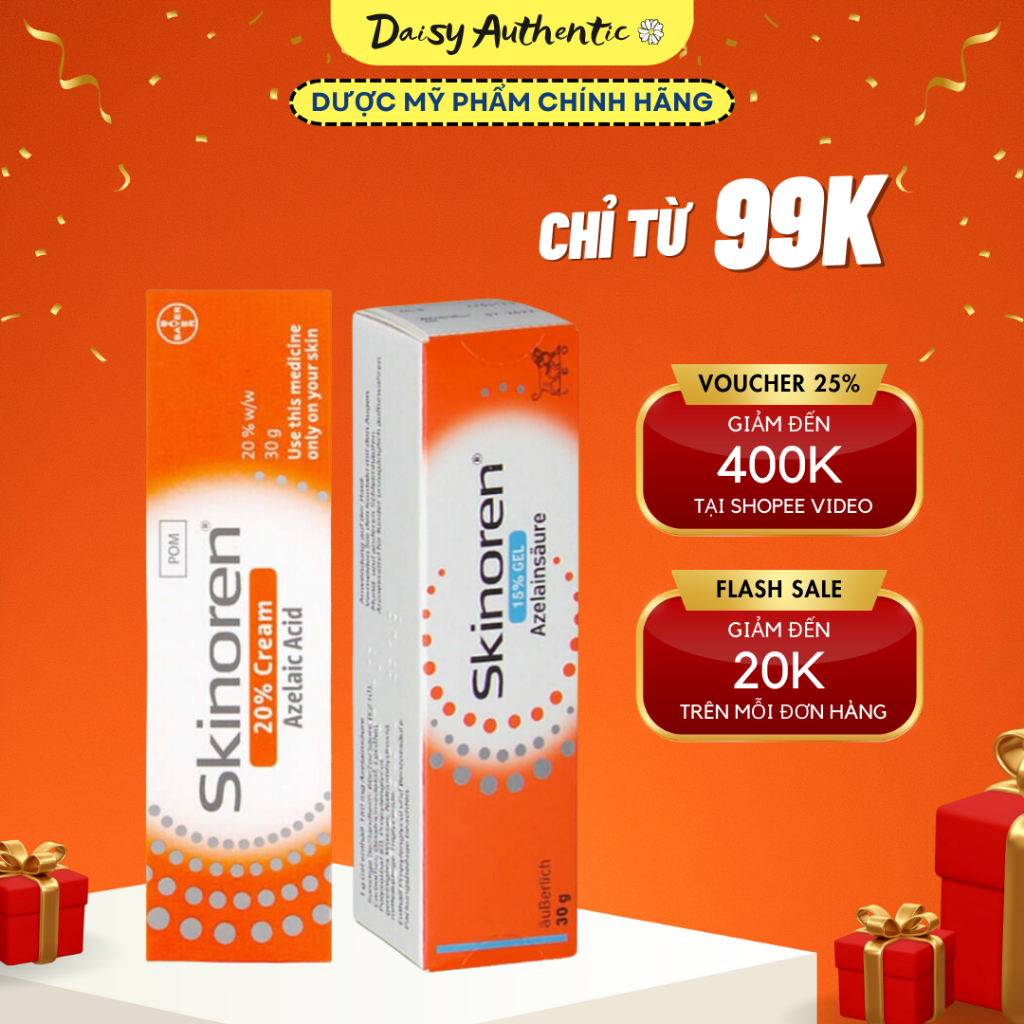 Kem Skinoren giảm mụn và thâm Azelaic Acid 15% 20%