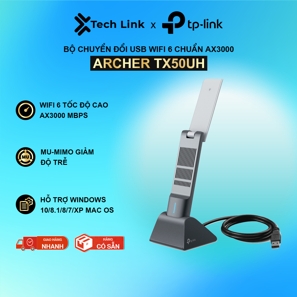 Bộ Chuyển Đổi USB WiFi TP-Link Archer TX50UH WiFi Độ Lợi Cao AX3000