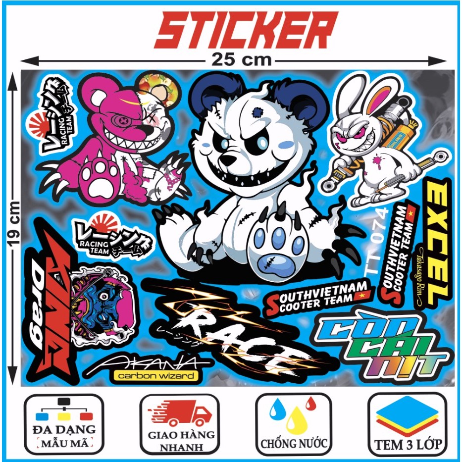 ComBo Hình Dán,Sticker<Gấu Ác Ma,Gấu Quỷ Bạo Lực,Tem Chữ,Thỏ Cẩm Phuộc,...>Dán,Trang Trí Làm Đẹp Siêu Hót.[TT074]