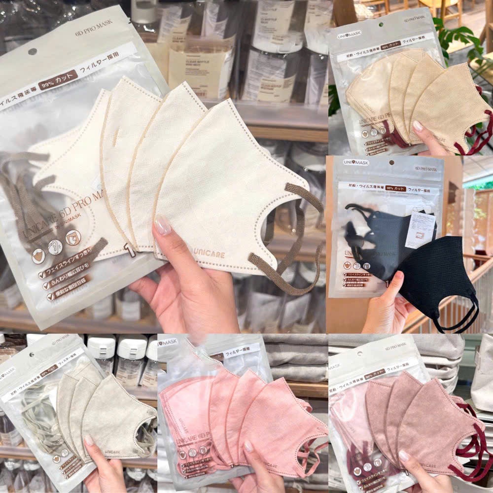 COMBO 100 Cái Khẩu Trang 6D Chính hãng Ôm Khuôn Mặt, 3 lớp kháng khuẩn Cao Cấp