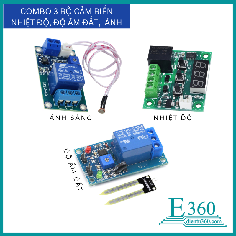 Combo 3 Bộ Cảm Biến Ánh Sáng, Độ Ẩm, Nhiệt độ - Bộ Học Tập Công Nghệ Lớp 8, Ứng Dụng Thực Tế