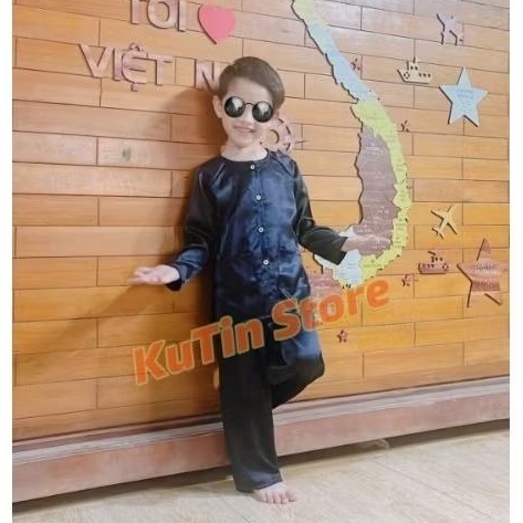 Bà ba đen cho bé (8-45kg) vải phi lụa mềm mát
