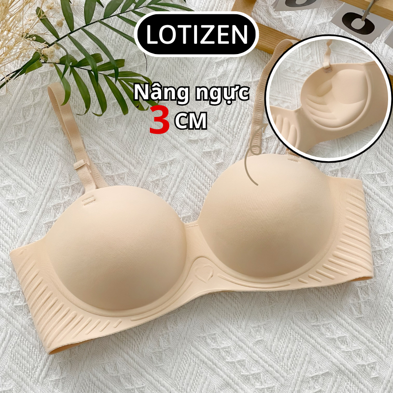 Áo cúp ngang đúc su chống tụt, Áo ngực cúp ngang không gọng đệm nâng ngực