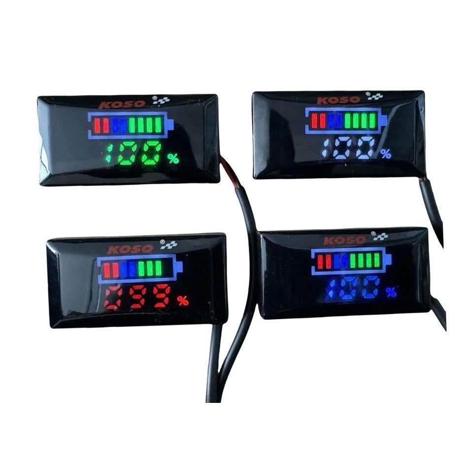 Đồng hồ báo volt koso v2 kèm pat gắn 9-150v có vạch phần trăm volt giúp cho chúng ta biết xe sắp hết điện