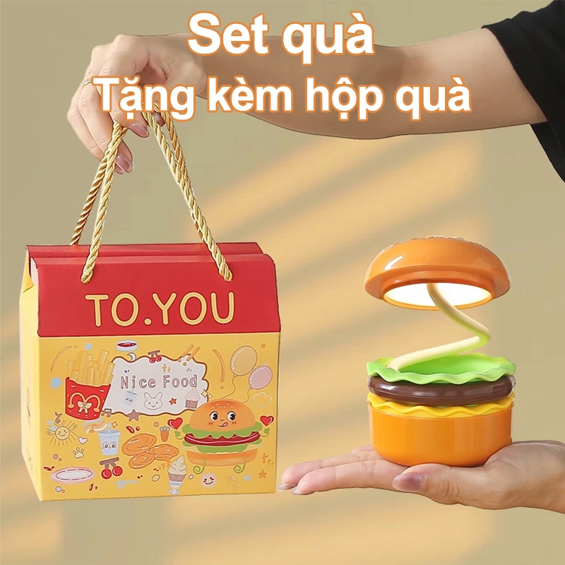 Đèn Trang Trí Đa Năng Hình Burger&Khoai Tây Đèn ngủ dễ thương quà sinh nhật Set quà Setup chụp/Ánh sáng/Gọt bút/Cất đồ