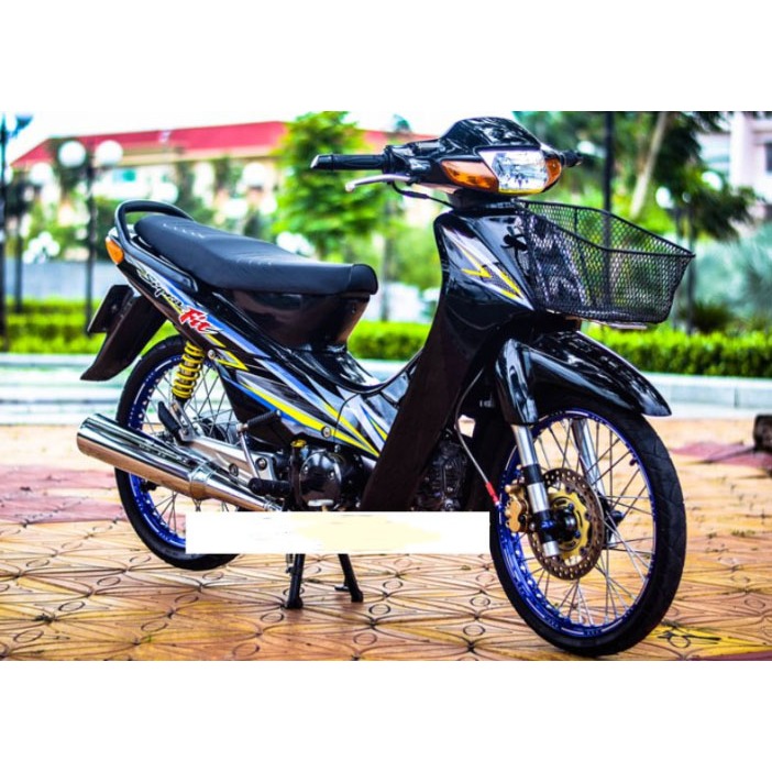 Tem rời Wave đen xanh - Decal 3 lớp cao cấp, chống nước, không bay màu (C)