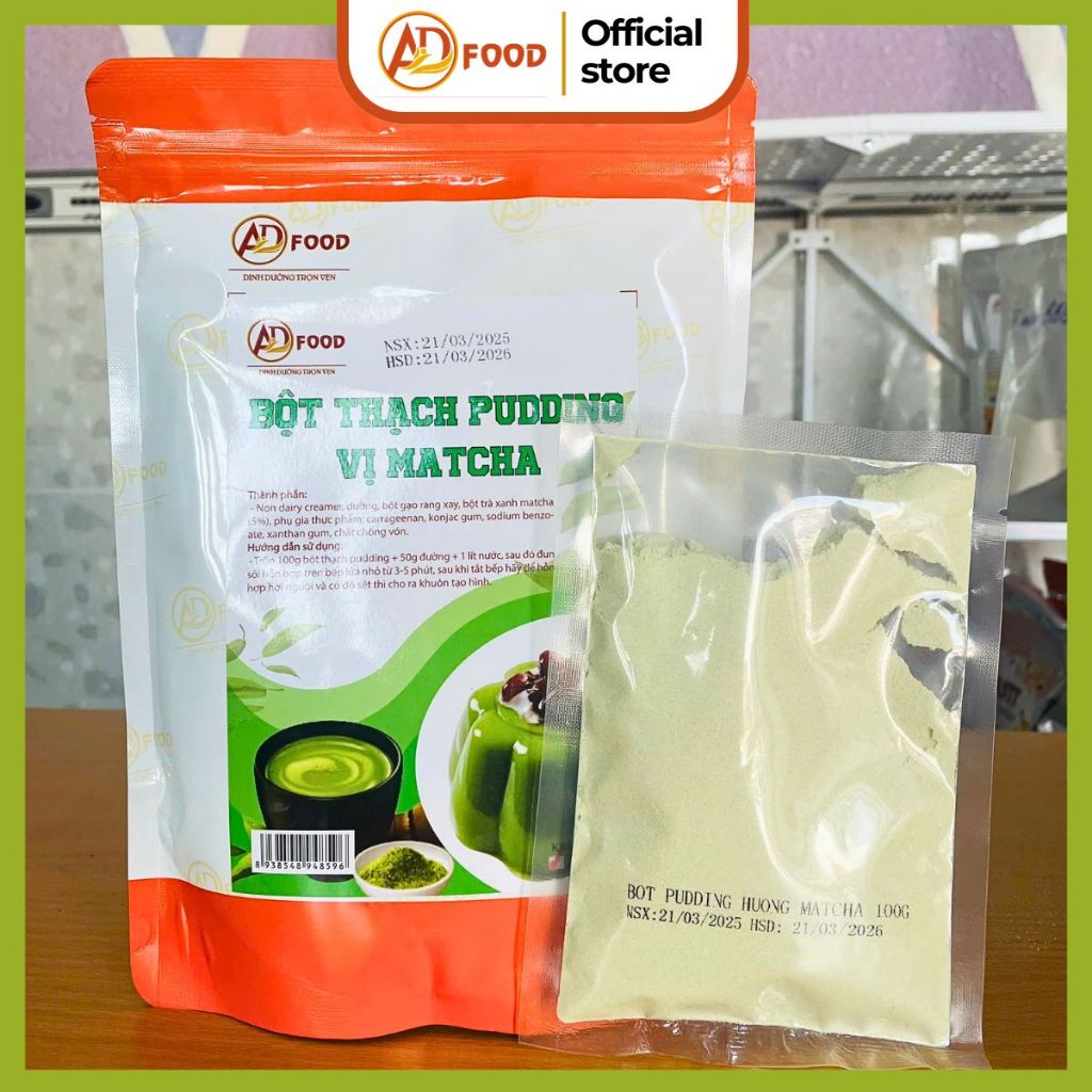100gr bột thạch pudding vị matcha mẫu thử