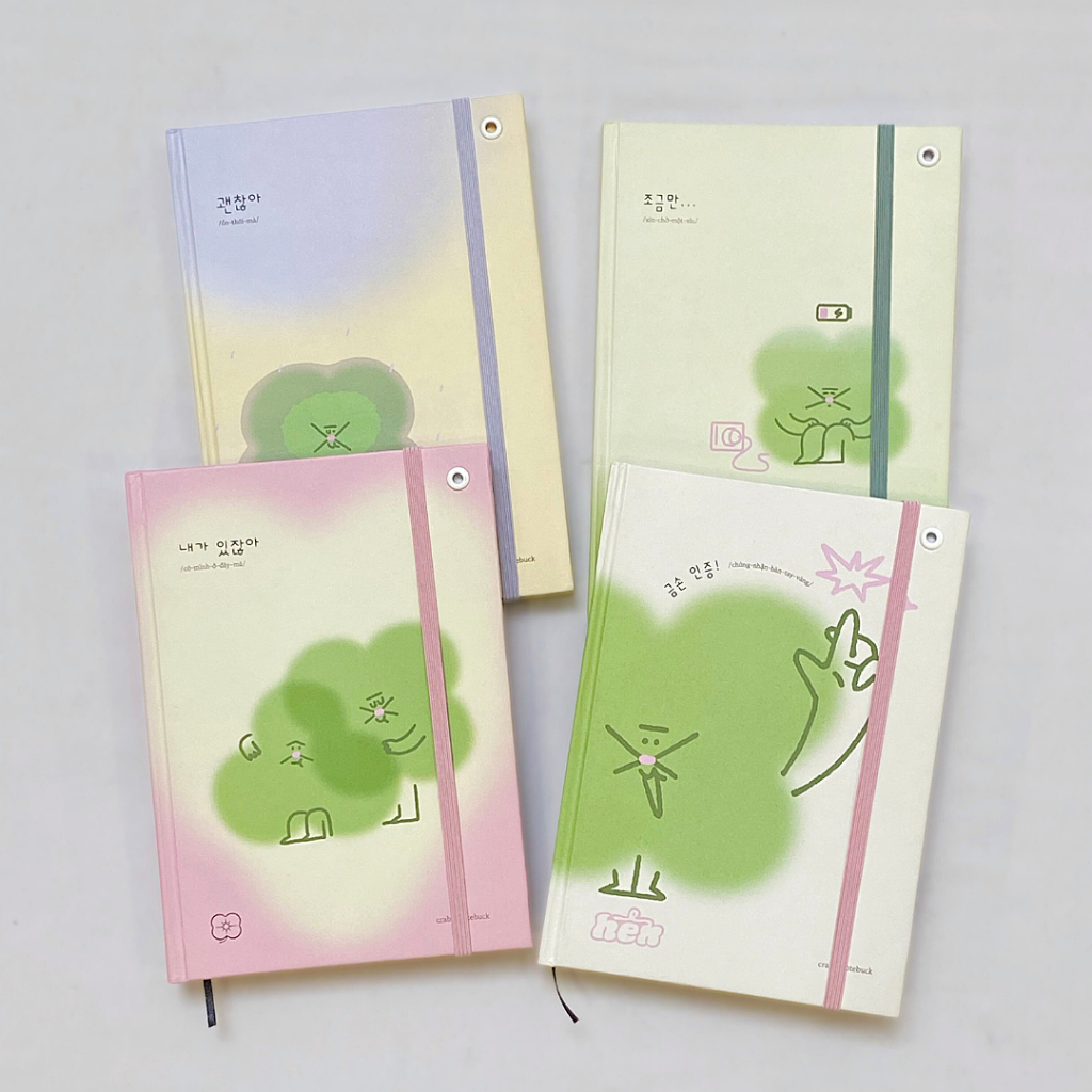 Sổ tay ghi chép size A5 bìa cứng ruột dot grid giấy 130 GSM 128 trang Crabit Hên