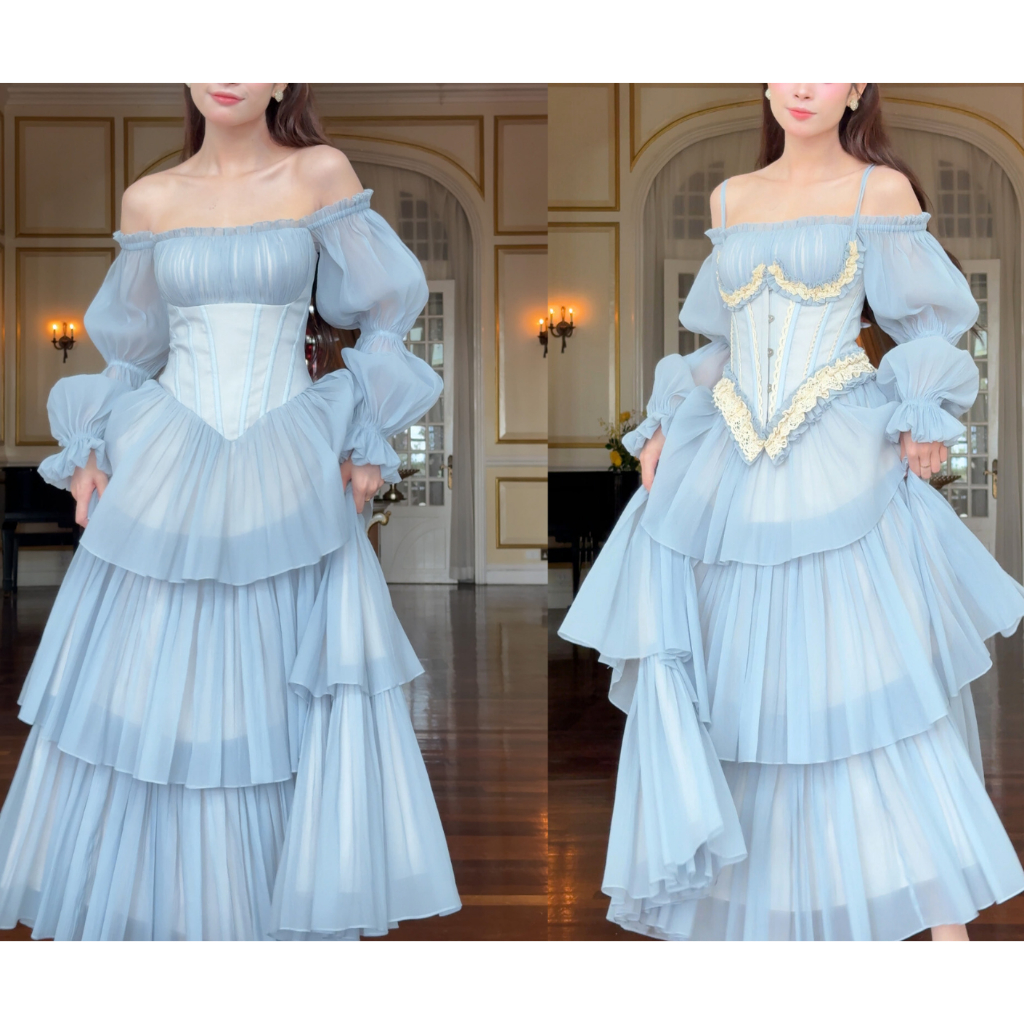SÒ VINTAGE - MOLIE set gồm đầm và áo corset khoác ngoài có thể mặc 2 kiểu.