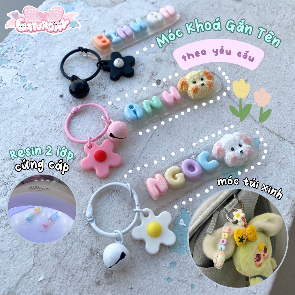 Móc Khoá Gắn Tên Theo Yêu cầu - Charm chữ siu cute