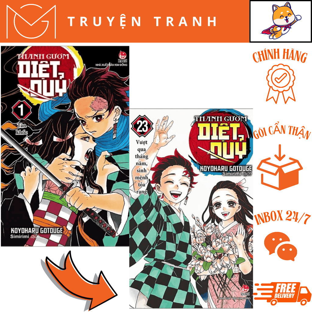 Truyện tranh - Thanh gươm diệt quỷ - trọn Bộ 23 tập Kimetsu no Yaiba NXB Kim Đồng