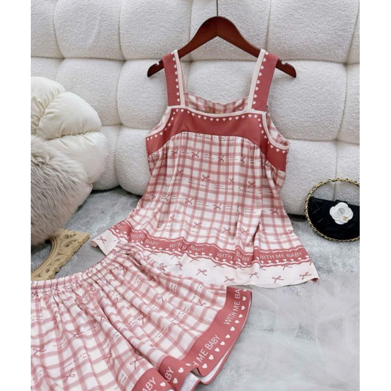 SALE Bộ mặc nhà 2 dây lụa Sam luxury