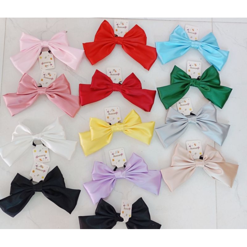 combo 5 cột tóc nơ bướm vải satin lụa