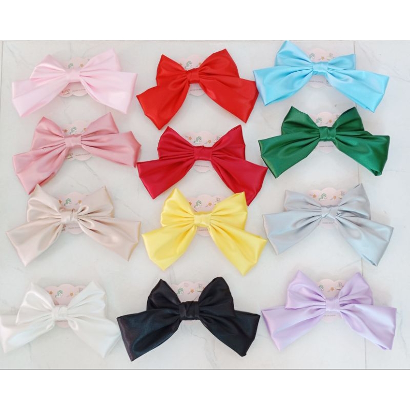 combo 5 kẹp tóc nơ bướm vải satin lụa