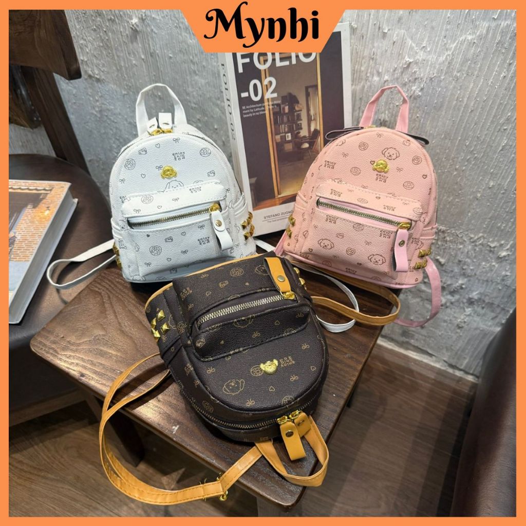 Balo mini thời trang đi chơi du lịch cho nữ phong cách Hàn Quốc in hình gấu xinh xắn SMN45