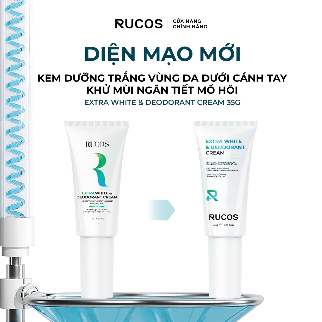 Kem trắng nách khử mùi Extra White & Deodorant Cream 35g - Rucos