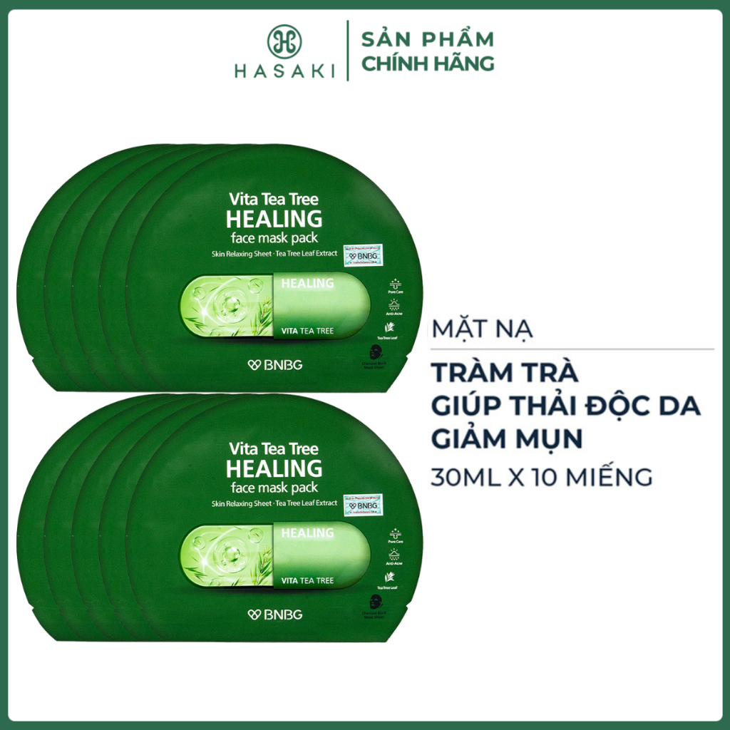 [MEGA 6.6|22H-24H] Combo 10 Mặt Nạ BNBG Tràm Trà Thải Độc Da, Giảm Mụn 30ml Hasaki Sản Phẩm Chính Hãng
