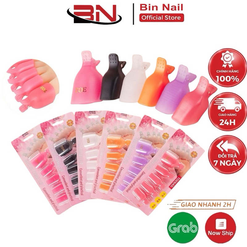 Kẹp ủ tháo gel móng chân - Bộ 5 kẹp nhựa bền chắc chuyên dụng cho dân làm móng