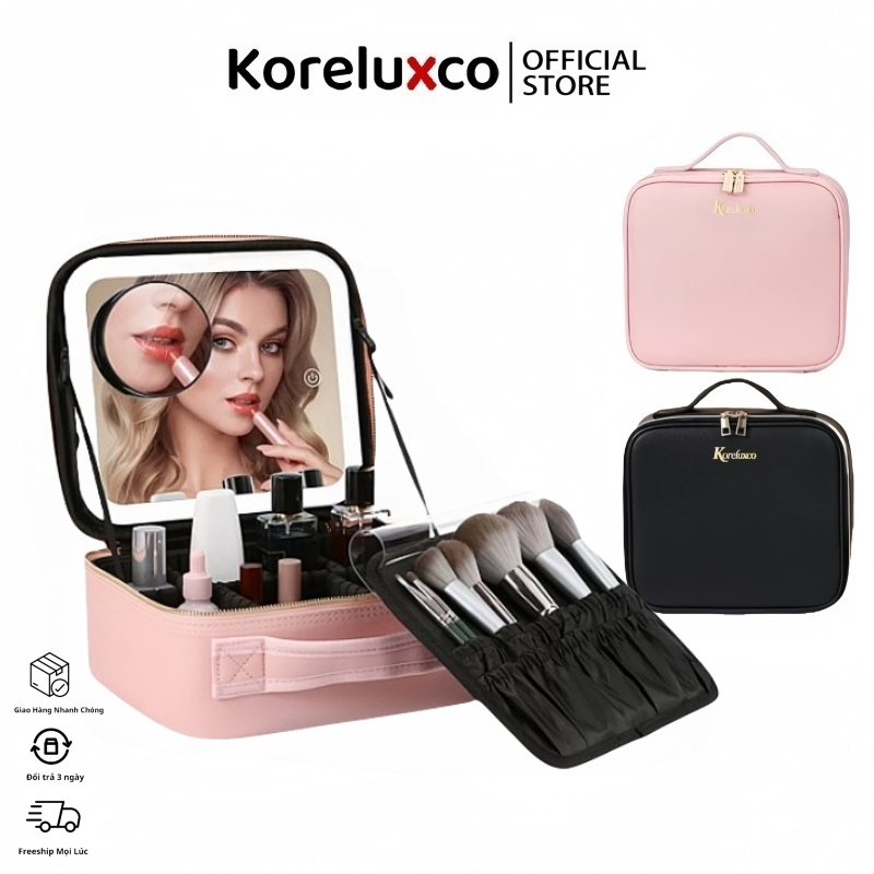 Cốp makeup cốp đựng mỹ phẩm có gương 26*23*10cm túi đựng mỹ phẩm led túi đựng đồ makeup