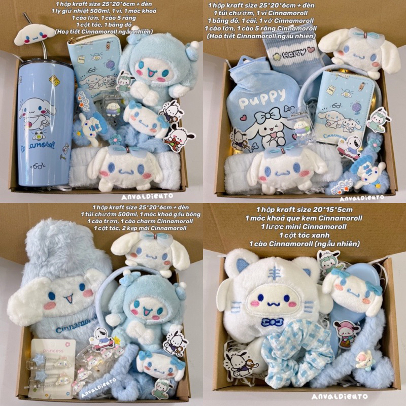[Hàng sẵn HCM] Set quà tặng màu xanh cinnamoroll phụ kiện tóc, người yêu, bạn gái, sinh nhật, quốc tế phụ nữ, noel