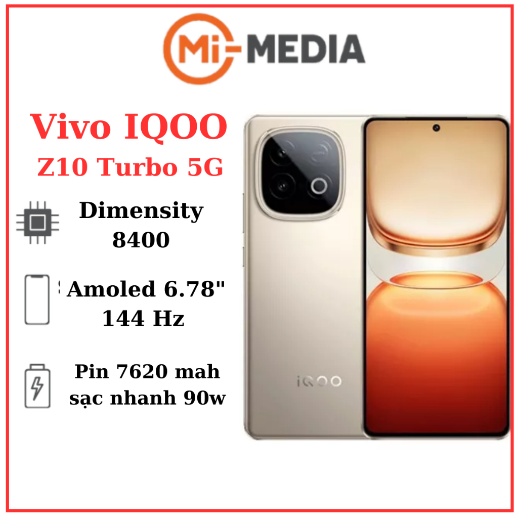 Điện thoại Vivo iQOO Z10 Turbo 5G Dimensity 8400 Pin 7620 Sạc nhanh 90w Bảo Hành 12tháng