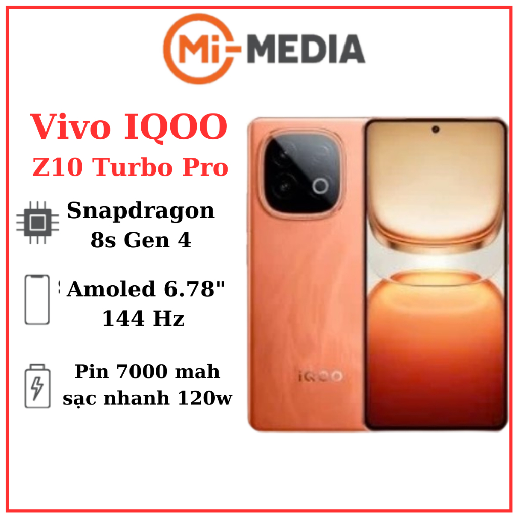 Điện thoại Vivo iQOO Z10 Turbo Pro 5G Snapdragon 8s Gen 4 Pin 7000 Sạc nhanh 120w Bảo Hành 12tháng