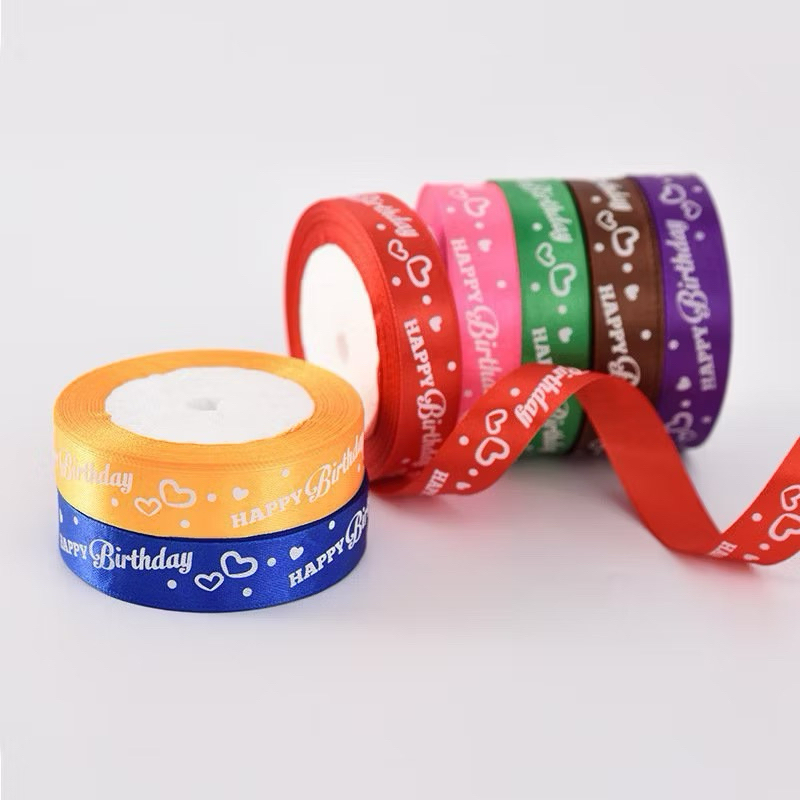 Ruy băng lụa in chữ HPBD ( 2cm x 20m)
