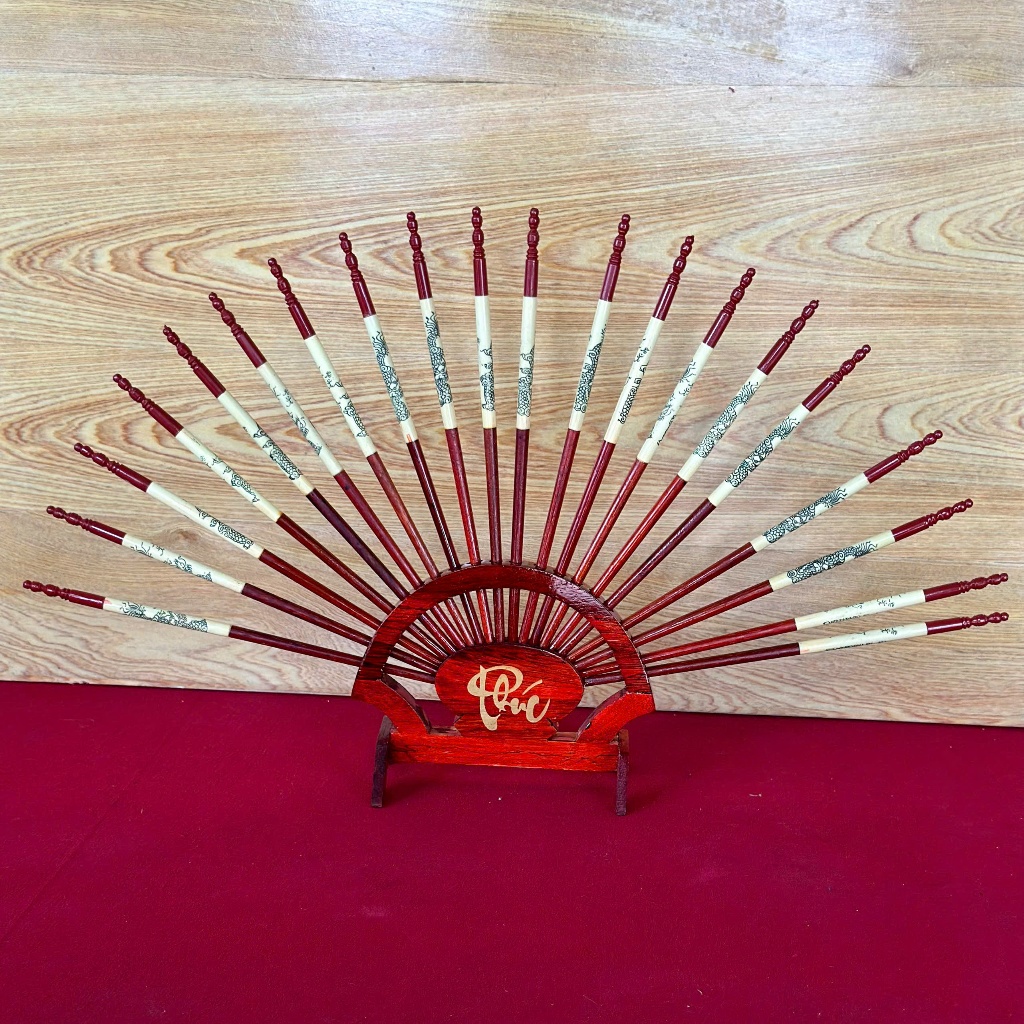 Đũa gỗ thờ / đế cắm đũa gỗ thờ cúng, đũa decor bàn thờ, bộ đũa thờ trưng bày bàn thờ
