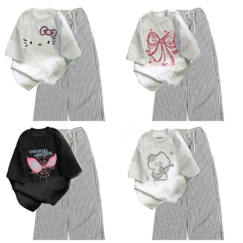 Tổng Hợp Các Sét Bộ Quần Ống Suông Vải Đũi Xốp + Mix Áo Phông nam nữ cotton mềm siêu xinh xắn